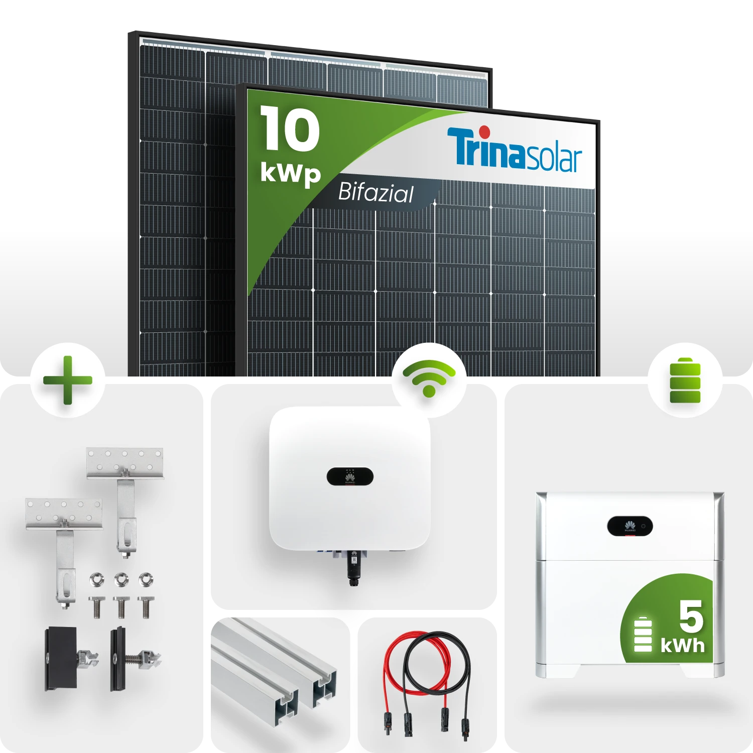 10 kWp PV-Anlage 23x Trina 440Wp Glas-Glas Black Frame 5kW Speicher