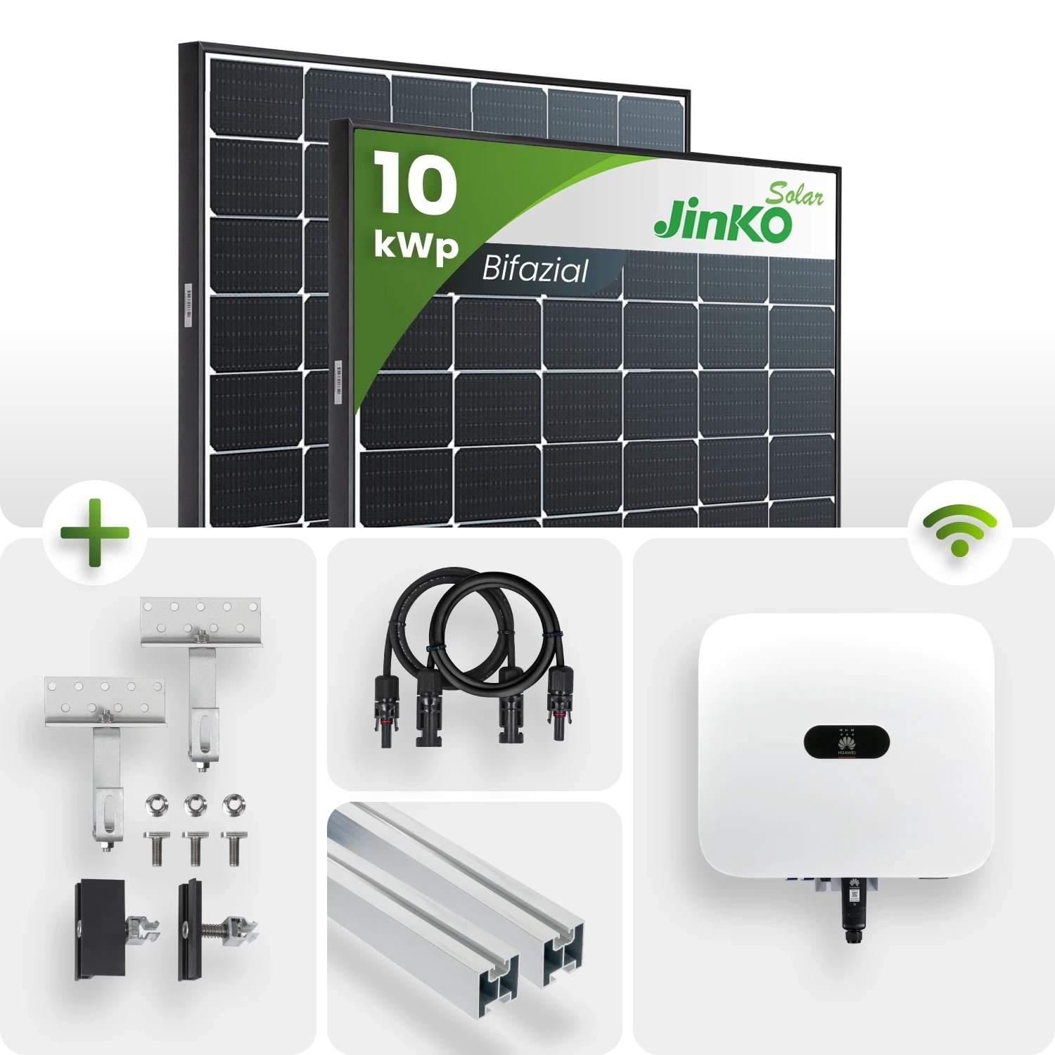 10 kWp PV-Anlage 24x Jinko 430Wp Bifazial Glas-Glas Black Frame